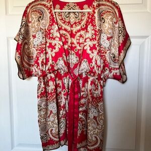 Red Paisley Kimono Top